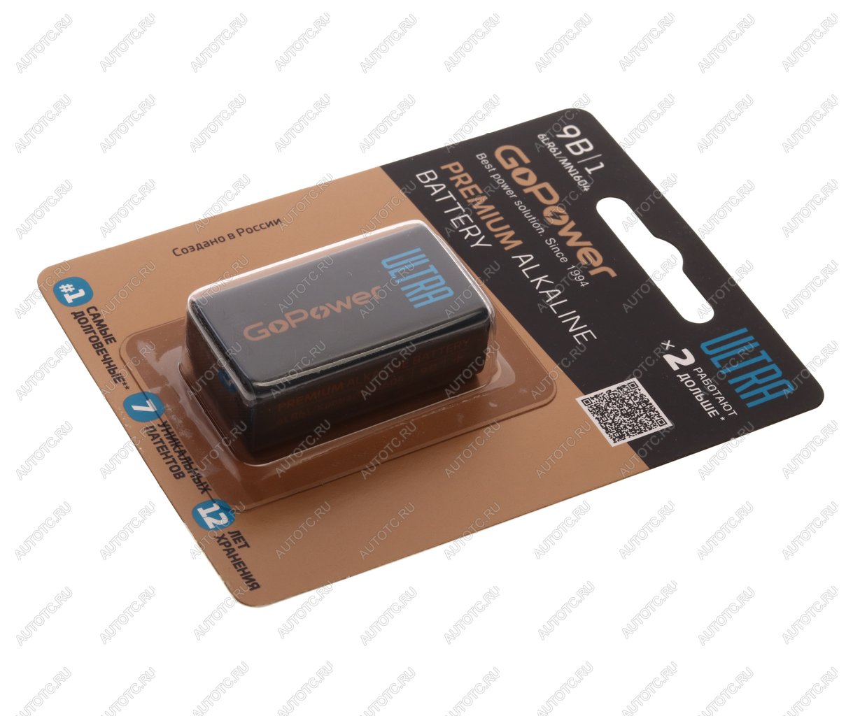252 р. Батарейка KRONA 6LR61 9V блистер 1шт. Alkaline Ultra GOPOWER GOPOWER 00-00026400  с доставкой в г. Пермь