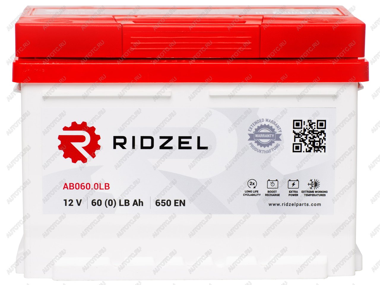 7 499 р. Аккумулятор RIDZEL 60Ач обратная полярность, низкий RIDZEL 6ст60(0) ab060.0lb  с доставкой в г. Пермь