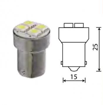 176 р. Лампа светодиодная 24V R10W BA15s 4 светодиода белая МАЯК МАЯК 24t15-w4smd  с доставкой в г. Пермь. Увеличить фотографию 2