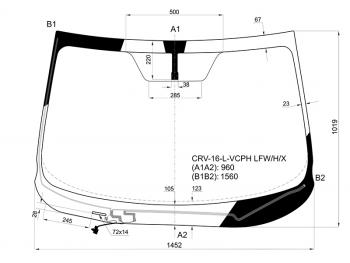 Стекло лобовое (Обогрев щеток) Honda CR-V 16-23 XYG CRV-16-L-VCPH LFW/H/X