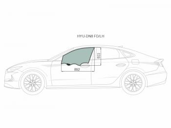 3 699 р. Стекло боковое опускное (Спереди/ Слева/ Цвет зеленый/ Крепления) Hyundai Sonata 19- XYG HYU-DN8 FD/LH, hyudn8fdlh XYG HYU-DN8 FD/LH  с доставкой в г. Пермь. Увеличить фотографию 1