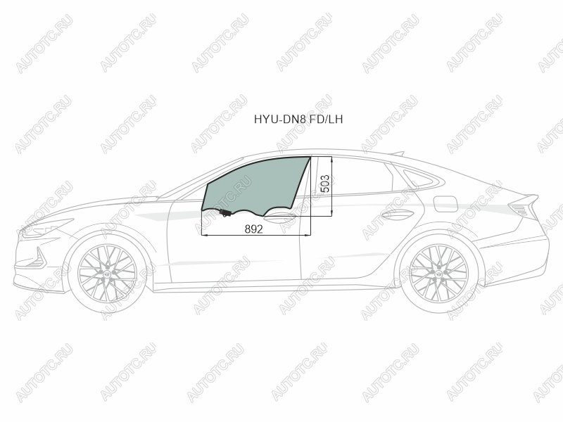3 699 р. Стекло боковое опускное (Спереди/ Слева/ Цвет зеленый/ Крепления) Hyundai Sonata 19- XYG HYU-DN8 FD/LH, hyudn8fdlh XYG HYU-DN8 FD/LH  с доставкой в г. Пермь
