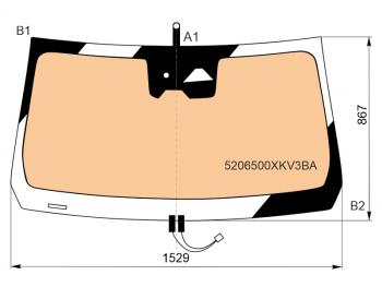 Стекло лобовое (Обогрев полный Две камеры Датчик дождя Проекция) TANK 500 21- FUYAO 5206500XKV3BA