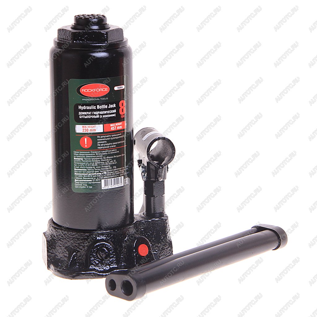 2 449 р. Домкрат бутылочный 8т 190-360мм с клапаном ROCKFORCE ROCKFORCE rf-t90804  с доставкой в г. Пермь