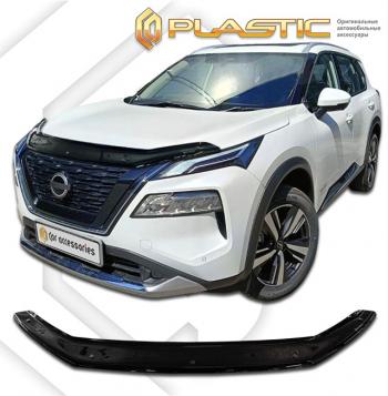 1 999 р. Дефлектор капота CA-Plastiс Nissan X-trail 4 T33 дорестайлинг (2021-2025) (серия Classic черный)  с доставкой в г. Пермь. Увеличить фотографию 2