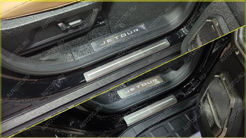 3 499 р. Накладки на пороги (лист шлифованный с полосой) 4шт  jetourt22401  с доставкой в г. Пермь