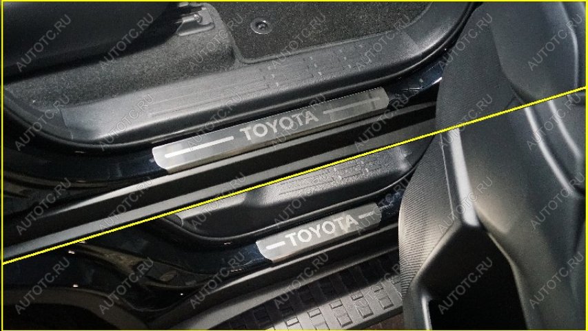 4 649 р. Накладки на пороги (лист шлифованный надпись Toyota) 4шт  toylc2502401  с доставкой в г. Пермь