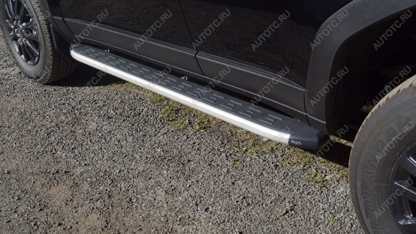 21 999 р. Пороги алюминиевые с пластиковой накладкой ТСС Тюнинг Toyota Land Cruiser Prado J250 (2023-2025) (серебро)  с доставкой в г. Пермь