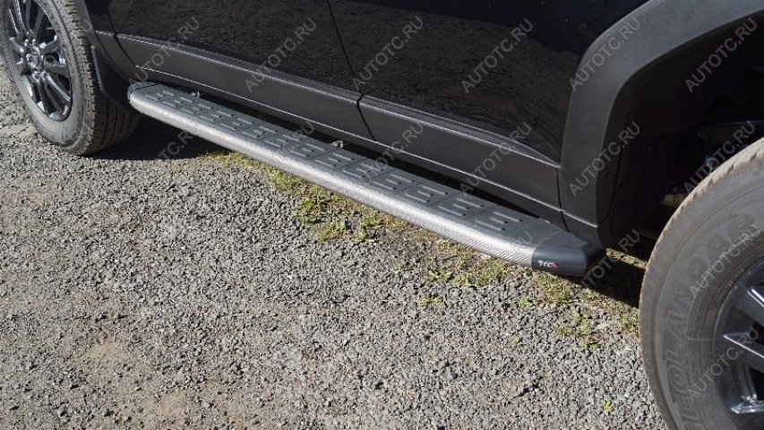 22 999 р. Пороги алюминиевые с пластиковой накладкой ТСС Тюнинг  Toyota Land Cruiser Prado  J250 (2023-2025) (карбон серые)  с доставкой в г. Пермь