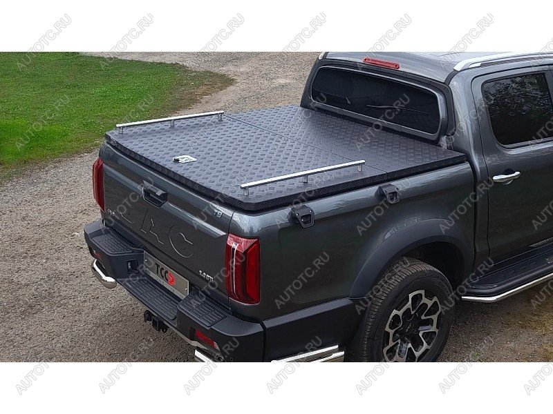 12 199 р. Рейлинг длинный (комплект) ТСС Тюнинг  JAC T9 (2021-2025) Pickup Double Cab (нержавеющая сталь)  с доставкой в г. Пермь