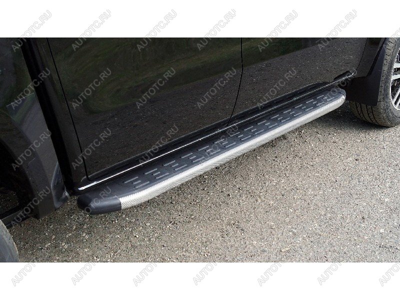 22 999 р. Пороги алюминиевые с пластиковой накладкой ТСС Тюнинг  JAC T9 (2021-2025) Pickup Double Cab (карбон серые)  с доставкой в г. Пермь