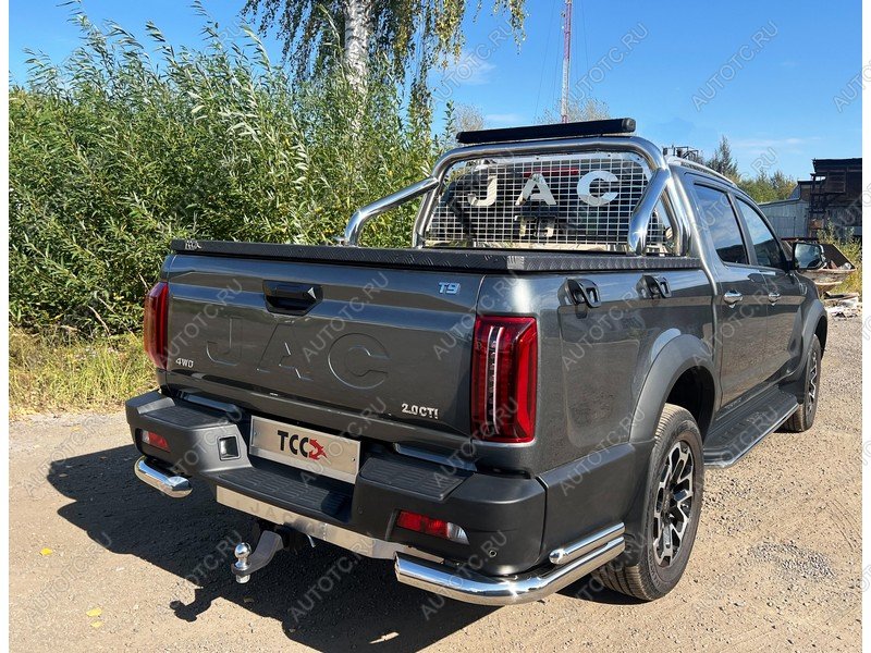 32 999 р. Защита задняя уголки двойные d76.1*42.4 ТСС Тюнинг  JAC T9 (2021-2025) Pickup Double Cab (нержавейка)  с доставкой в г. Пермь