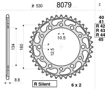 Звезда цепного привода Ognibene 8079-R42 (JTR1306.42)  368079r42