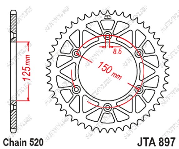 3 199 р. Звезда цепного привода JTA897.49ORG  jta897.49org  с доставкой в г. Пермь