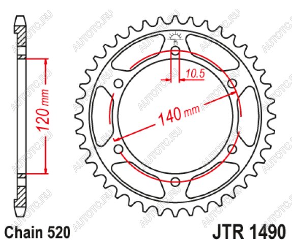 2 869 р. Звезда цепного привода JTR1490 42  jtr1490.42  с доставкой в г. Пермь