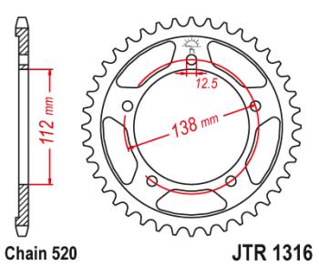 Звезда цепного привода JTR1316 39  jtr1316.39