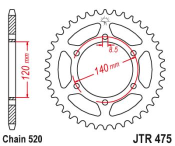 Звезда цепного привода JTR475 44  jtr475.44