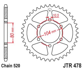 Звезда цепного привода JTR478 46ZBK  jtr478.46zbk