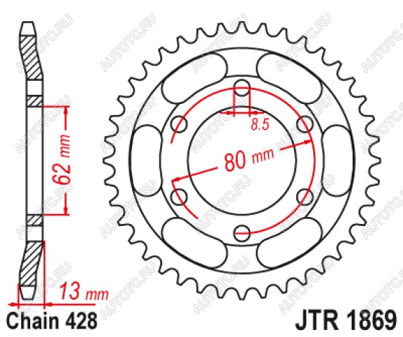 2 499 р. Звезда цепного привода JTR1869 45  jtr1869.45  с доставкой в г. Пермь