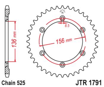 3 399 р. Звезда цепного привода JTR1791 43  jtr1791.43  с доставкой в г. Пермь. Увеличить фотографию 1