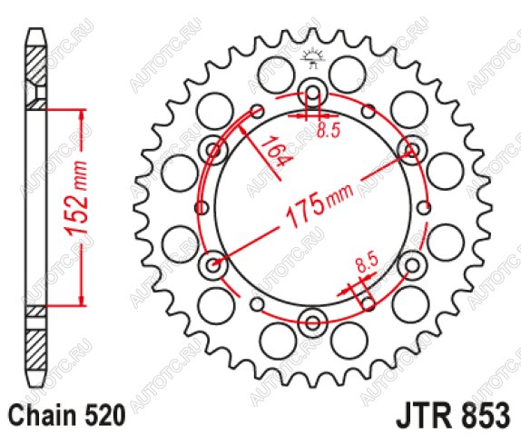 2 869 р. Звезда цепного привода JTR853 40  jtr853.40  с доставкой в г. Пермь