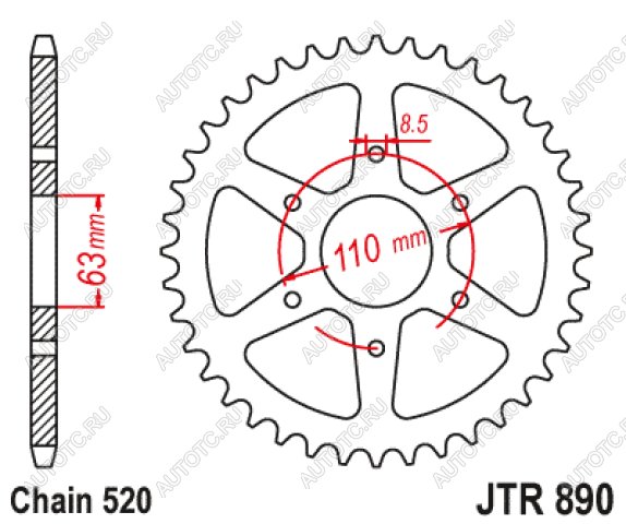 2 399 р. Звезда цепного привода JTR890 42ZBK  jtr890.42zbk  с доставкой в г. Пермь