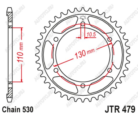 4 299 р. Звезда цепного привода JTR479 46ZBK  jtr479.46zbk  с доставкой в г. Пермь