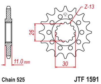 Звезда цепного привода JTF1591 16RB  jtf1591.16rb