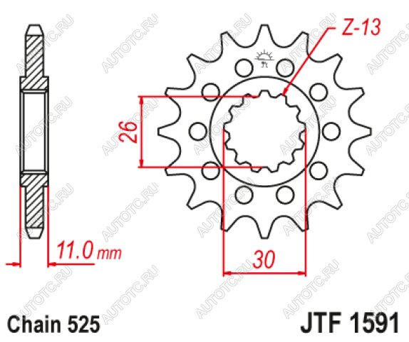 1 659 р. Звезда цепного привода JTF1591 16RB  jtf1591.16rb  с доставкой в г. Пермь