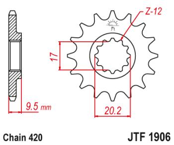 Звезда цепного привода JTF1906 12  jtf1906.12