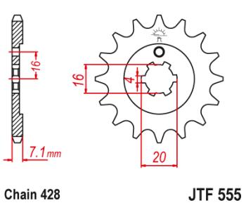 Звезда цепного привода JTF555 14  jtf555.14