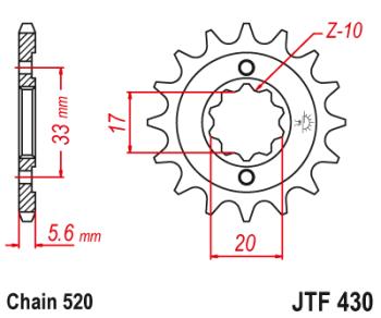 Звезда цепного привода JTF430 14  jtf430.14