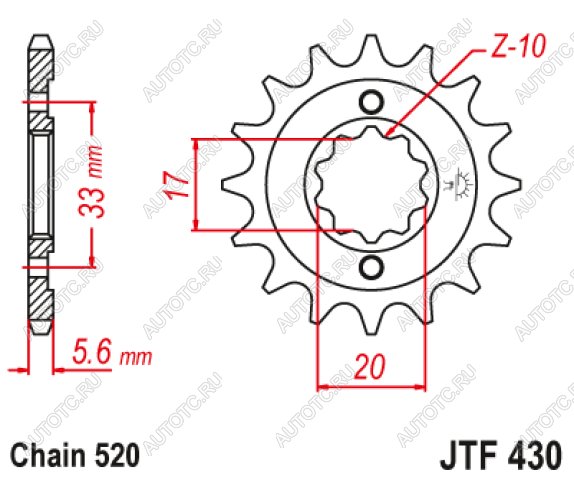949 р. Звезда цепного привода JTF430 14  jtf430.14  с доставкой в г. Пермь