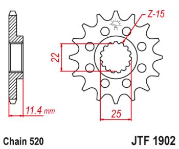 Звезда цепного привода JTF1902 15RB  jtf1902.15rb