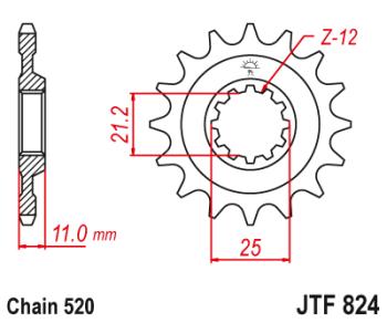 Звезда цепного привода JTF824 15  jtf824.15