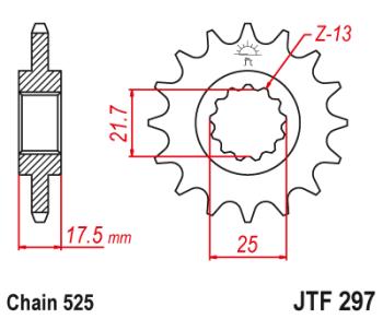 Звезда цепного привода JTF297 15RB  jtf297.15rb