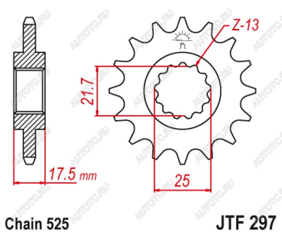 1 899 р. Звезда цепного привода JTF297 15RB  jtf297.15rb  с доставкой в г. Пермь