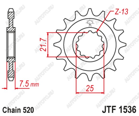 1 299 р. Звезда цепного привода JTF1536 16RB  jtf1536.16rb  с доставкой в г. Пермь