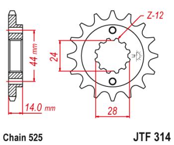 Звезда цепного привода JTF314 16  jtf314.16