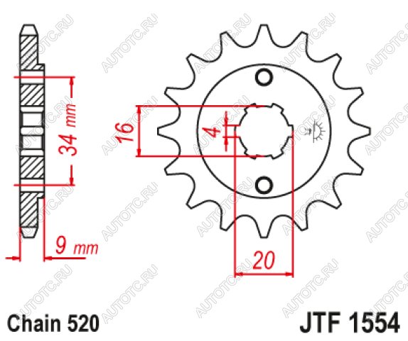 1 259 р. Звезда цепного привода JTF1554 13  jtf1554.13  с доставкой в г. Пермь