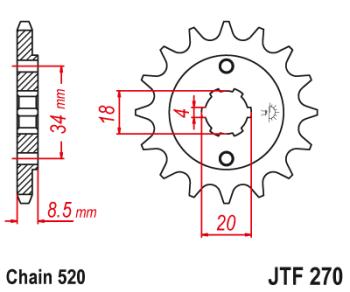 Звезда цепного привода JTF270 13  jtf270.13