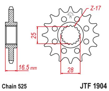 Звезда цепного привода JTF1904 17RB  jtf1904.17rb
