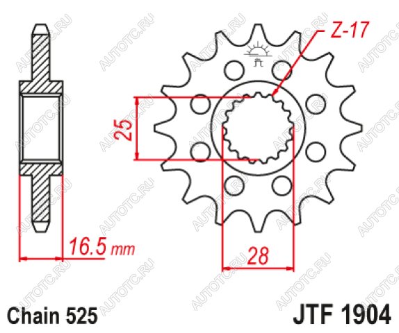 2 299 р. Звезда цепного привода JTF1904 17RB  jtf1904.17rb  с доставкой в г. Пермь