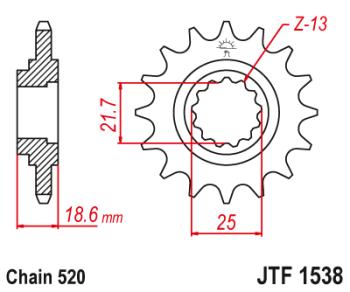 Звезда цепного привода JTF1538 15RB  jtf1538.15rb