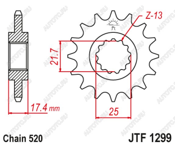 2 299 р. Звезда цепного привода JTF1299 14  jtf1299.14  с доставкой в г. Пермь