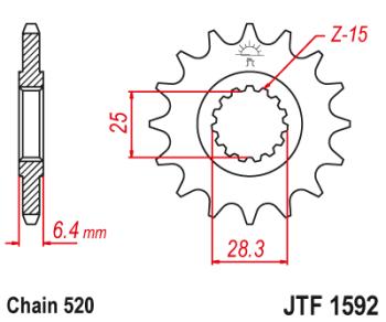 Звезда цепного привода JTF1592 16  jtf1592.16