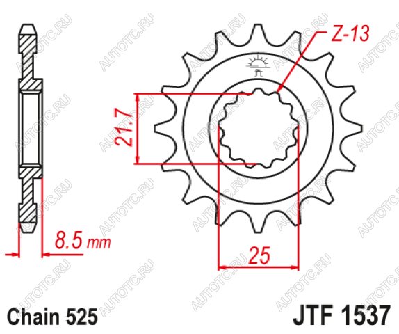 1 449 р. Звезда цепного привода JTF1537 16RB  jtf1537.16rb  с доставкой в г. Пермь