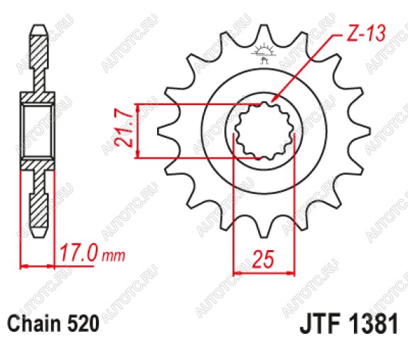 1 699 р. Звезда цепного привода JTF1381 15RB  jtf1381.15rb  с доставкой в г. Пермь