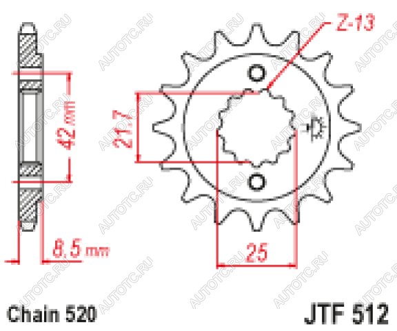 1 399 р. Звезда цепного привода JTF512 16  jtf512.16  с доставкой в г. Пермь