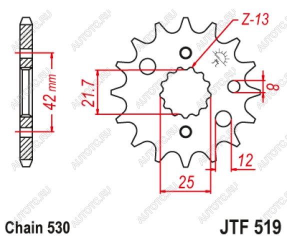 1 299 р. Звезда цепного привода JTF519 17  jtf519.17  с доставкой в г. Пермь